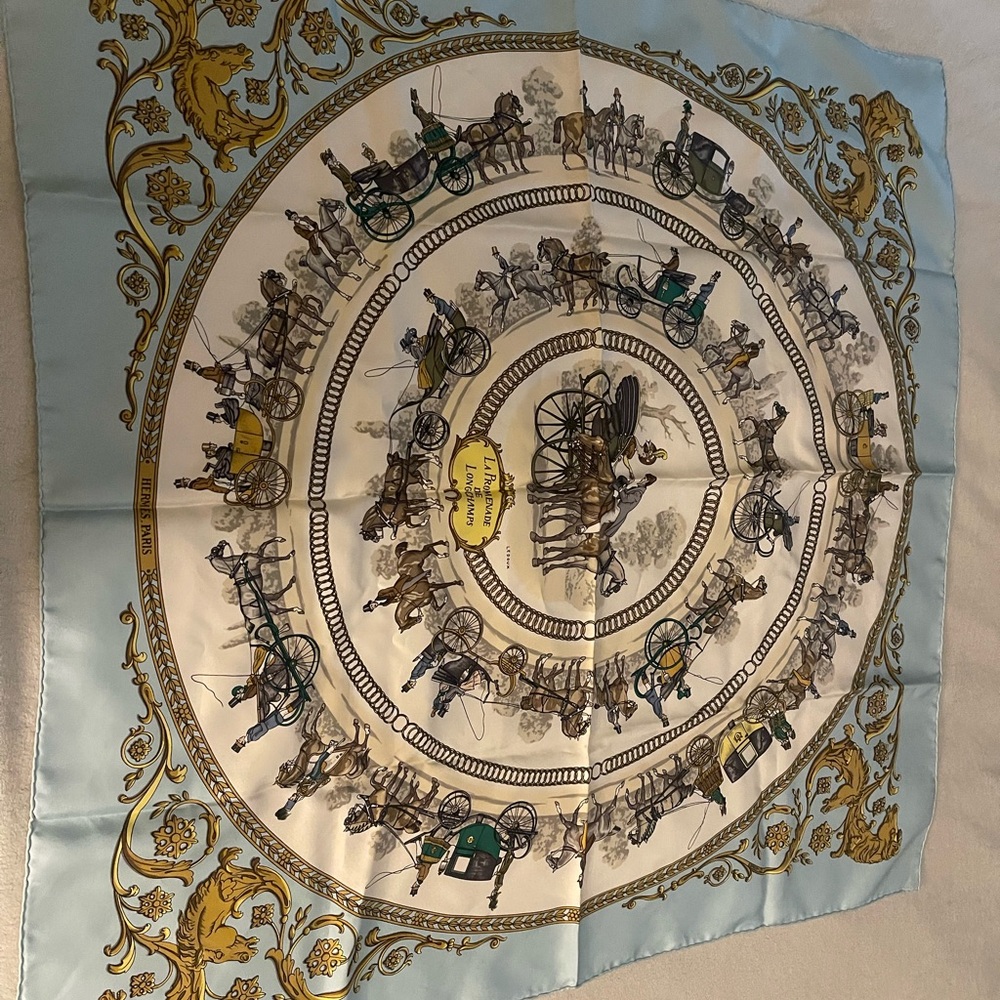 Hermès Blue and Gold Scarf